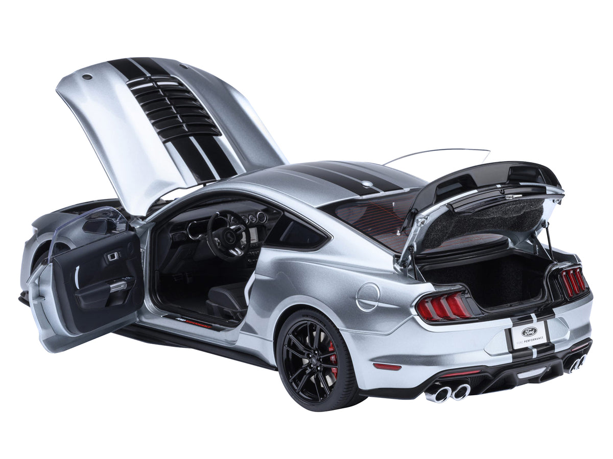 Ford Mustang Shelby GT500 Iconic Silver Metallic with Black Stripes 1/18 Model Car by Autoart - image 2