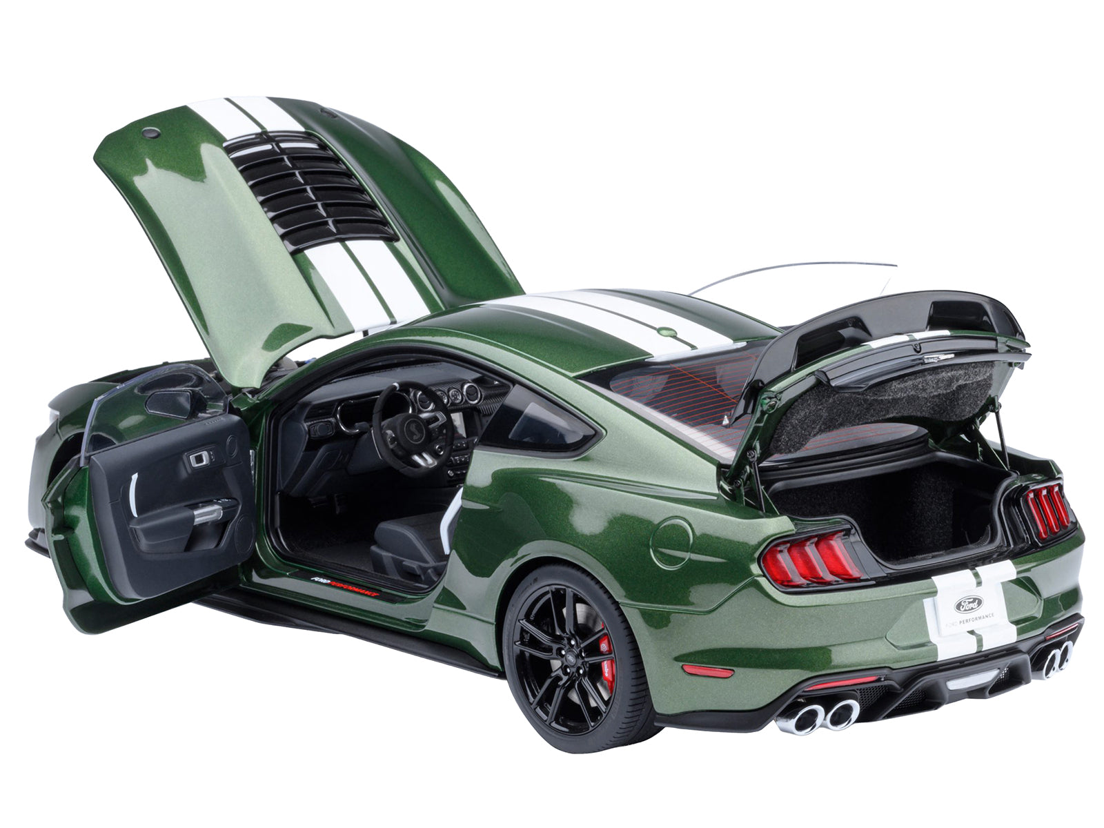 Ford Mustang Shelby GT500 Eruption Green Metallic with White Stripes 1/18 Model Car by Autoart - image 2