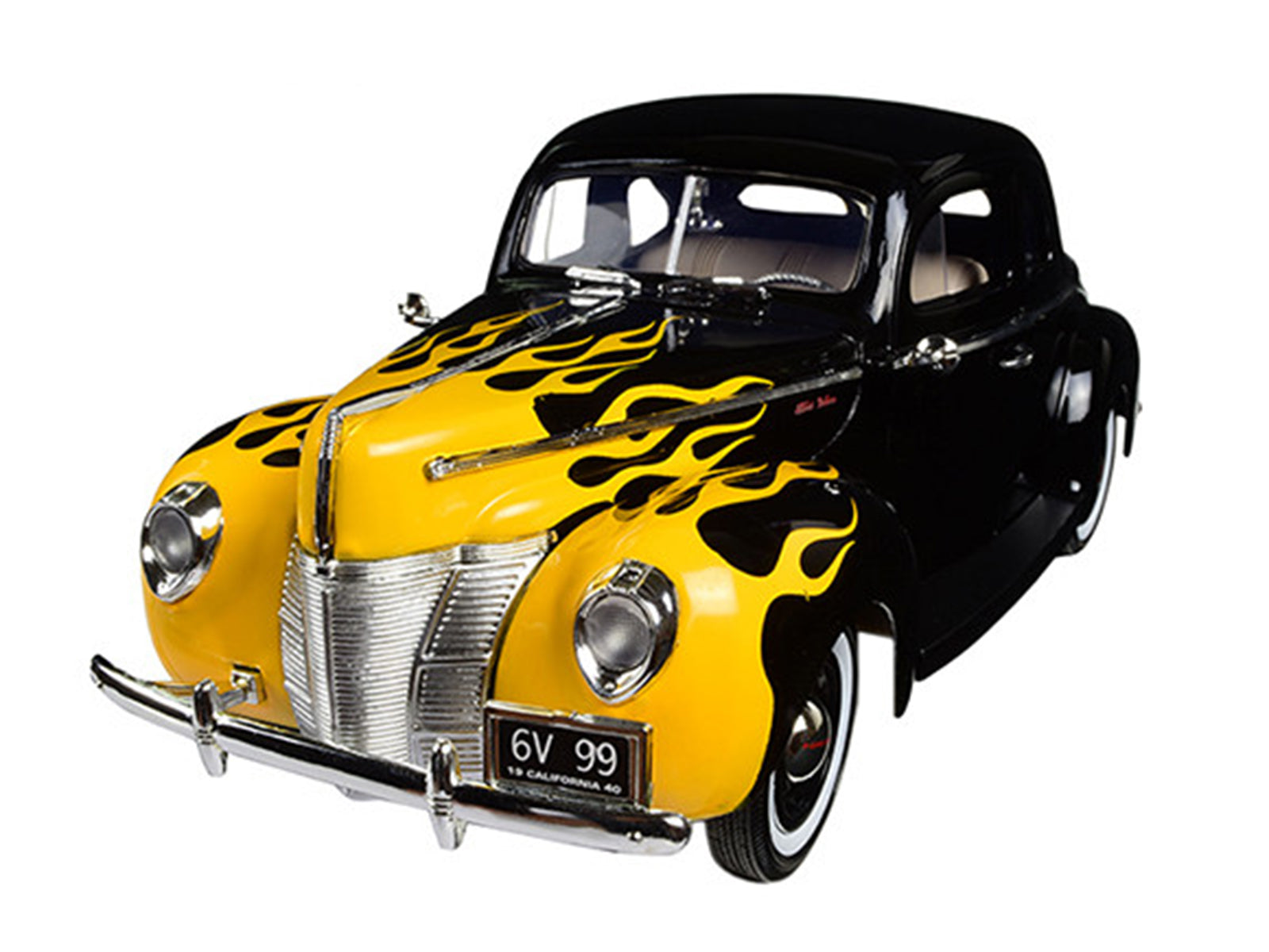1940 Ford Deluxe Black with Yellow Flames "Timeless Classics" 1/18 Diecast Model Car by Motormax - image 2