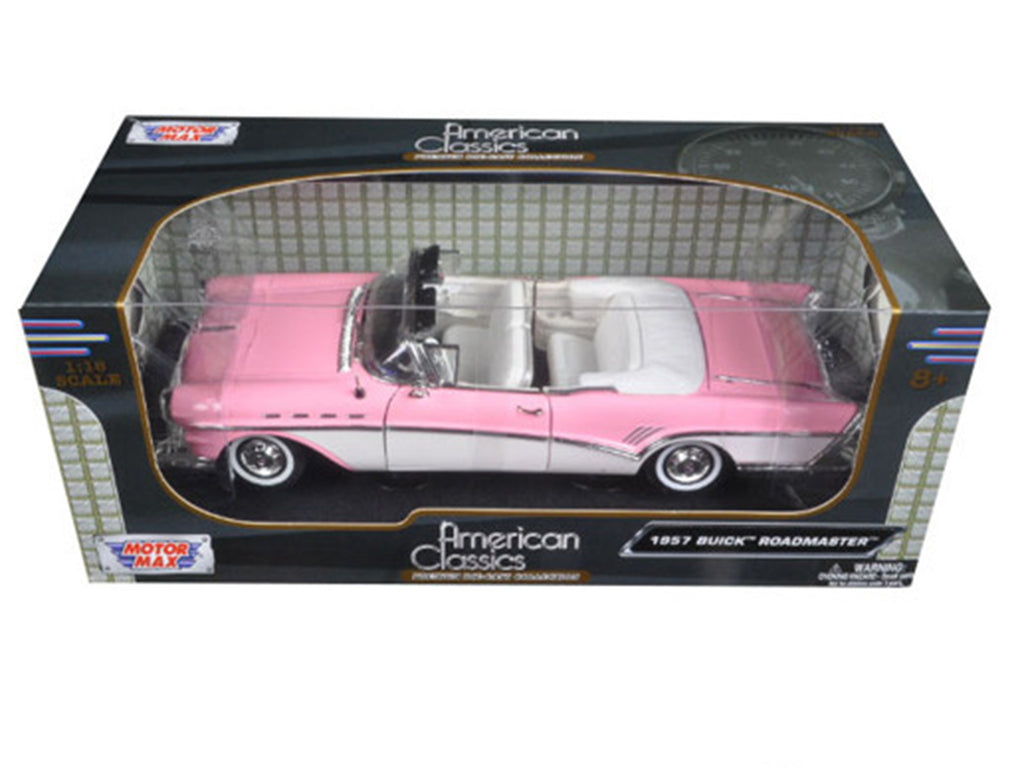 1957 Buick Roadmaster Convertible Pink and White 1/18 Diecast Model Car by Motormax - image 3