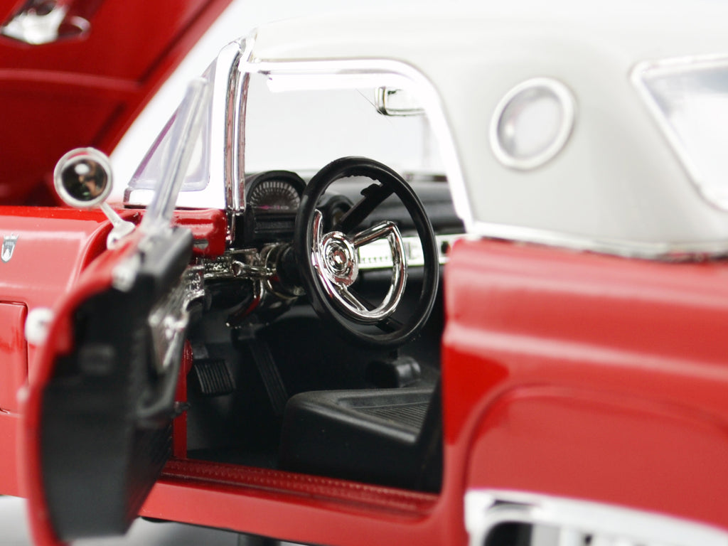 1956 Ford Thunderbird Hardtop Red with White Top "American Classics" 1/18 Diecast Model Car by Motormax - image 4