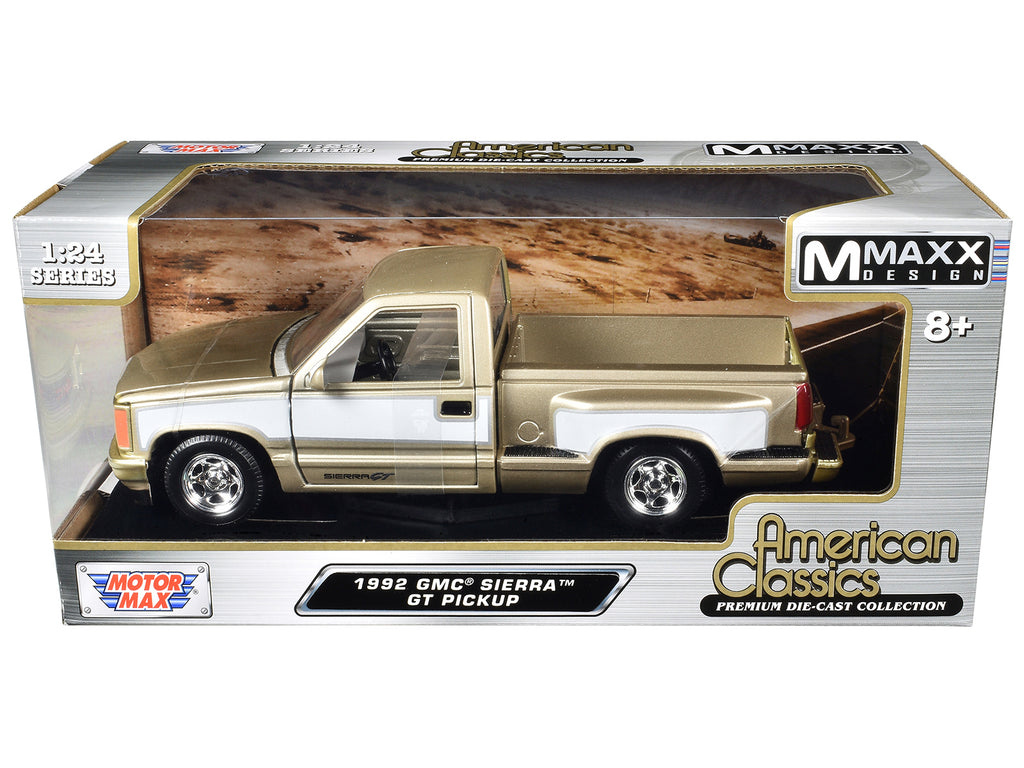 1992 GMC Sierra GT Pickup Truck Gold Metallic with White Sides "American Classics" Series 1/24 Diecast Model Car by Motormax - image 3