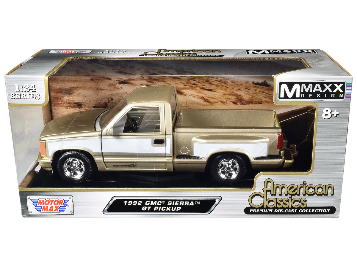 1992 GMC Sierra GT Pickup Truck Gold Metallic with White Sides "American Classics" Series 1/24 Diecast Model Car by Motormax - image 3
