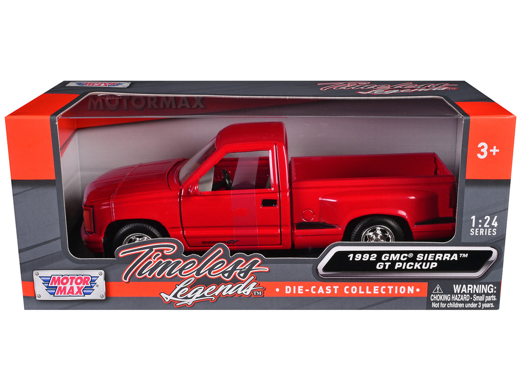 1992 GMC Sierra GT Red Pickup Truck 1/24 Diecast Model by Motormax - image 3