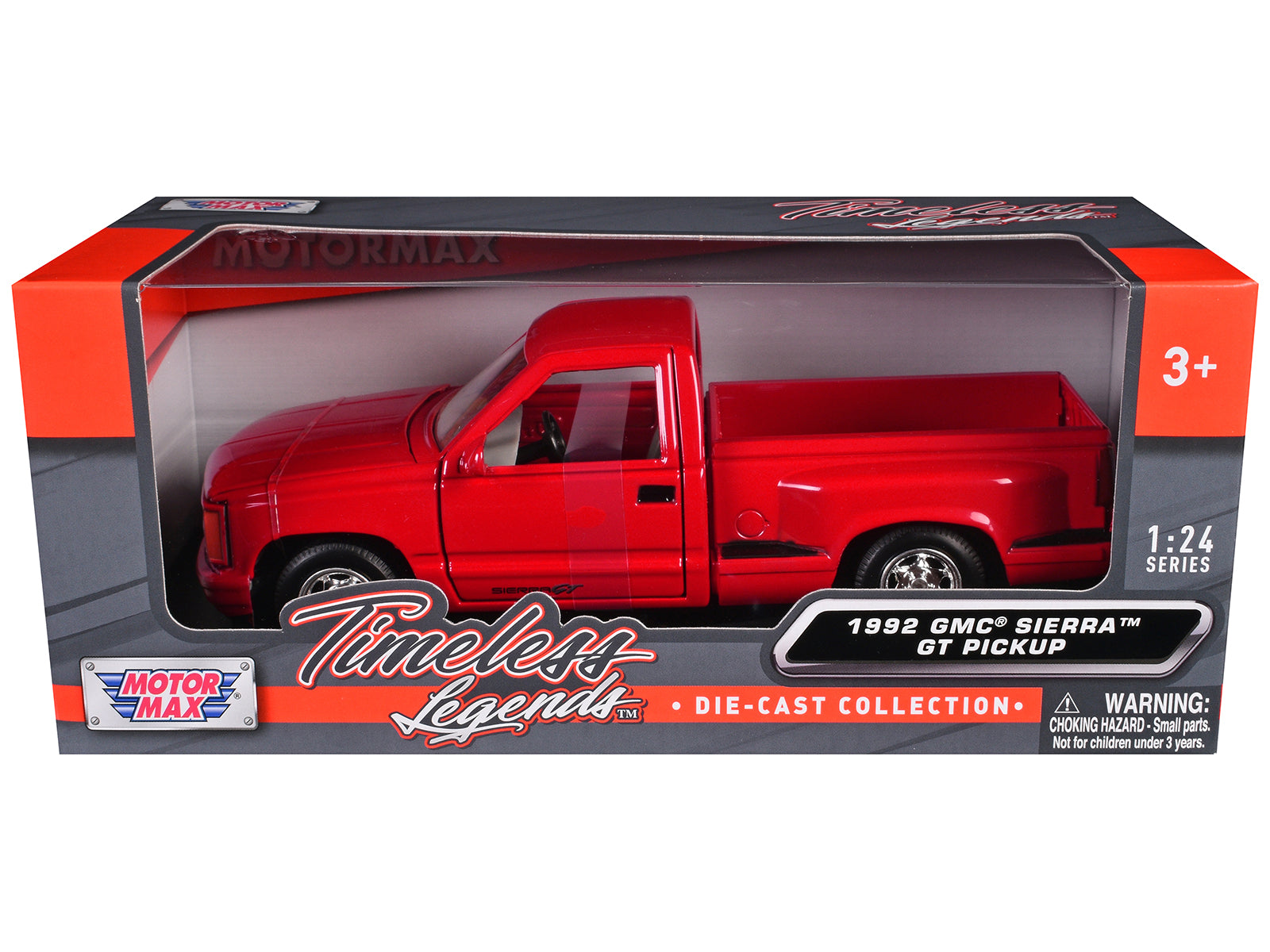 1992 GMC Sierra GT Red Pickup Truck 1/24 Diecast Model by Motormax - image 3