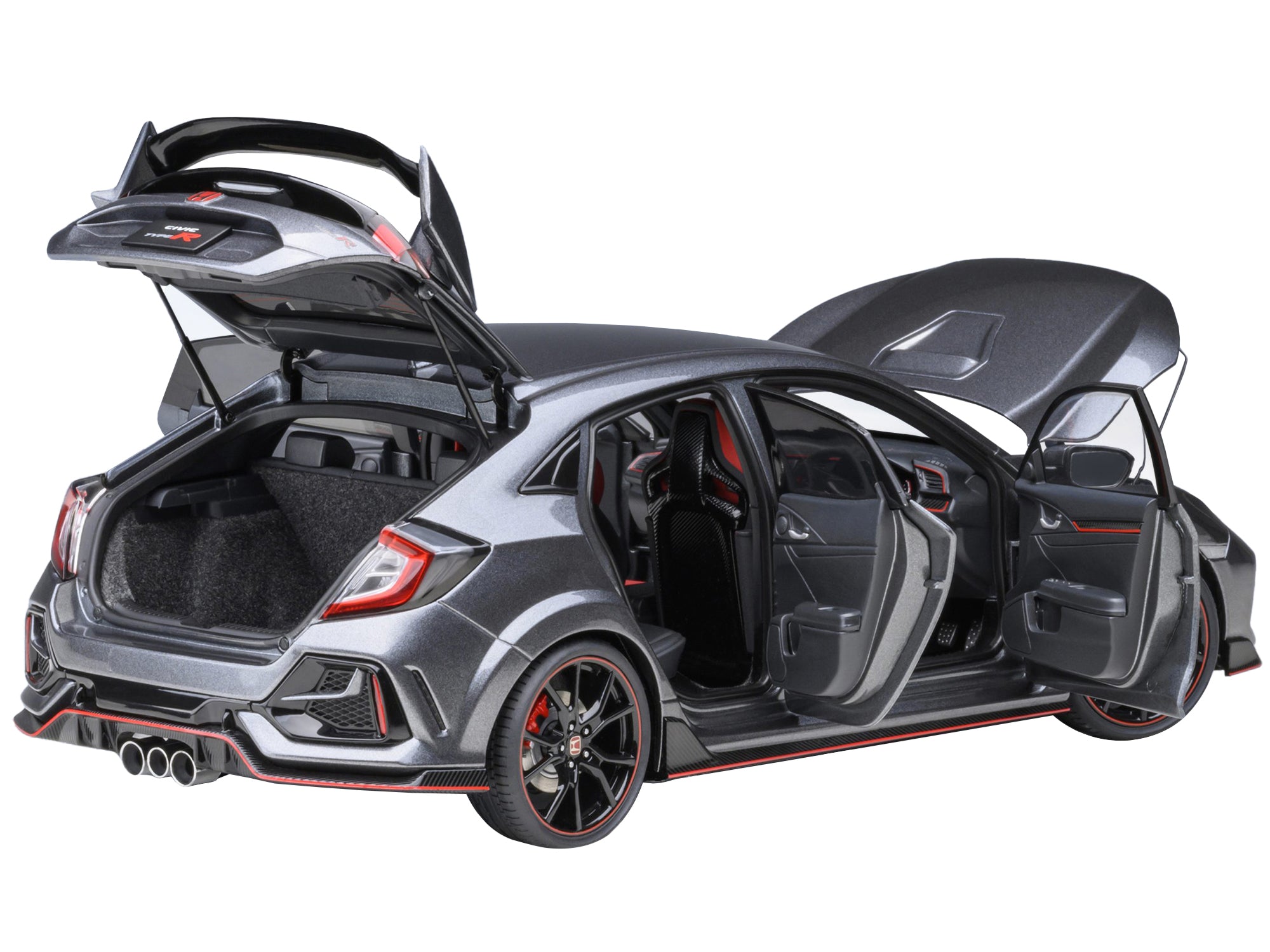 2021 Honda Civic Type R (FK8) RHD (Right Hand Drive) Polished Metal Gray Metallic 1/18 Model Car by Autoart - image 2