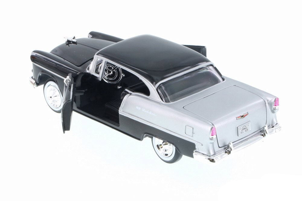 1955 Chevrolet Bel Air Black and Silver 1/24 Diecast Model Car by Motormax - image 2