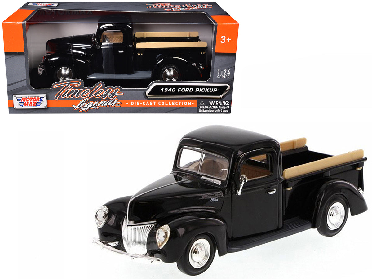 1940 Ford Pickup Truck Black 1/24 Diecast Model Car by Motormax