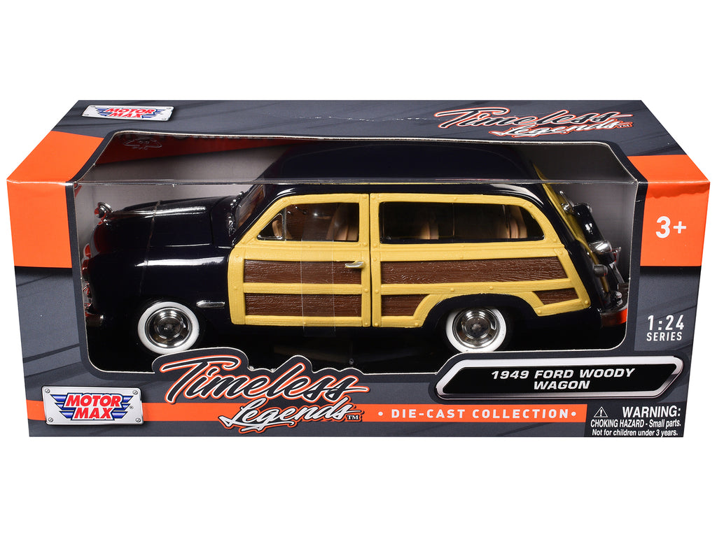 1949 Ford Woody Wagon Dark Blue 1/24 Diecast Model Car by Motormax - image 3
