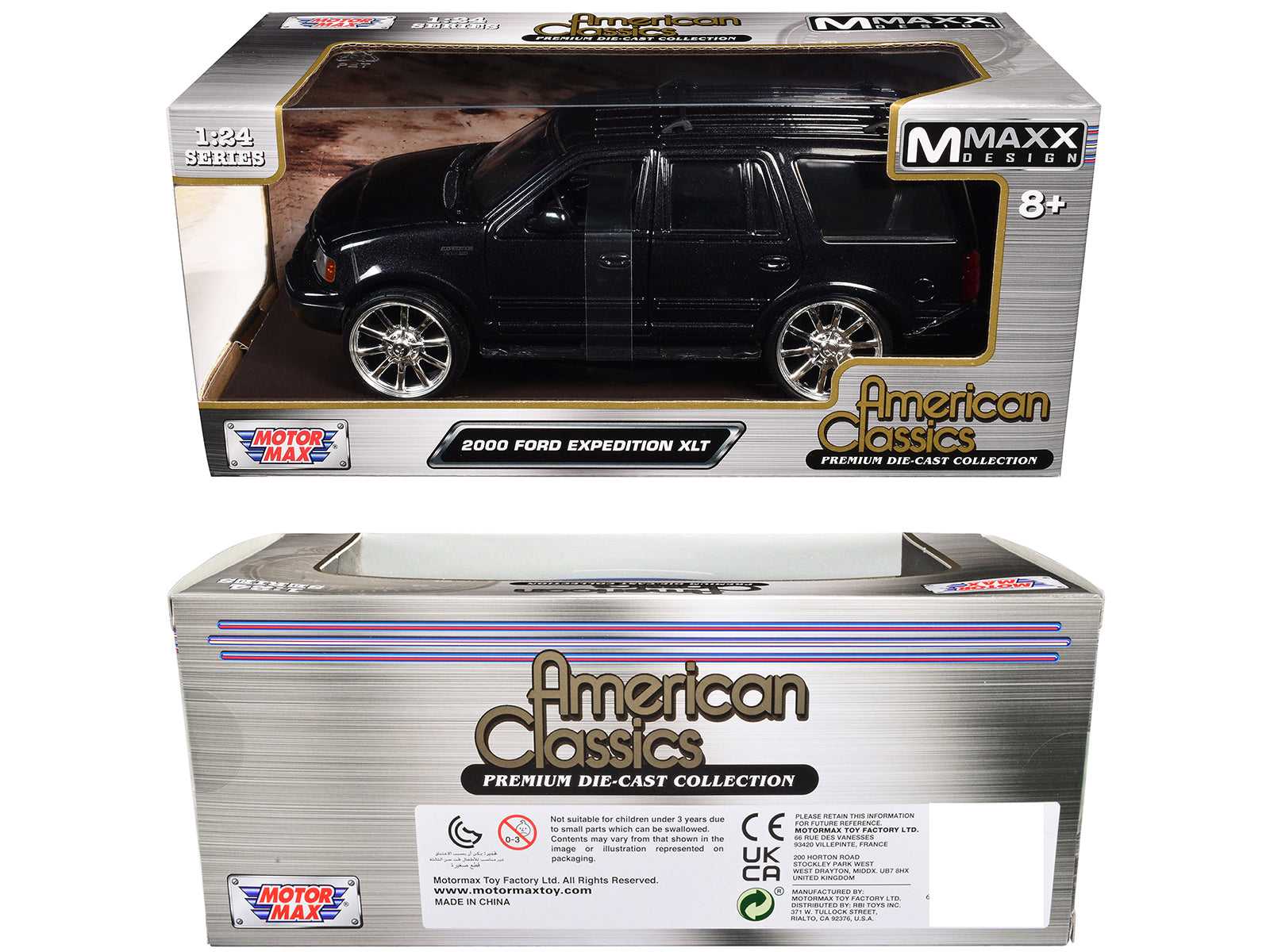 2000 Ford Expedition XLT Black Metallic "Maxx Design" "American Classics" Series 1/24 Diecast Model Car by Motormax - image 3