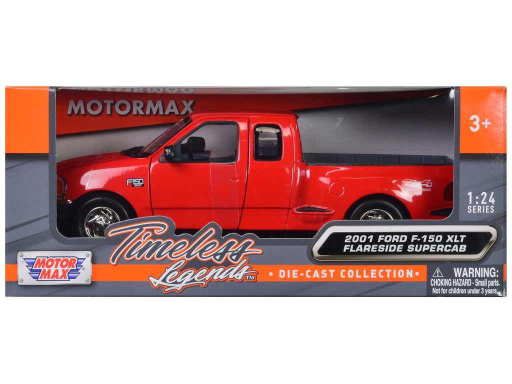 2001 Ford F-150 XLT Flareside Supercab Pickup Truck Red 1/24 Diecast Model Car by Motormax - image 3