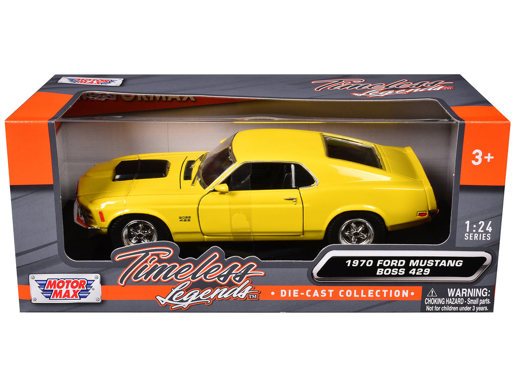 1970 Ford Mustang Boss 429 Yellow 1/24 Diecast Model Car by Motormax - image 3