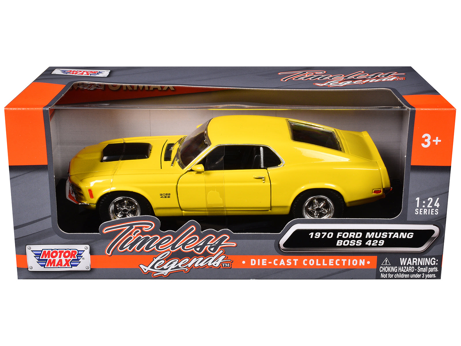 1970 Ford Mustang Boss 429 Yellow 1/24 Diecast Model Car by Motormax - image 3