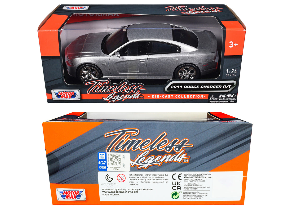 2011 Dodge Charger R/T Hemi Silver 1/24 Diecast Model Car by Motormax - image 3
