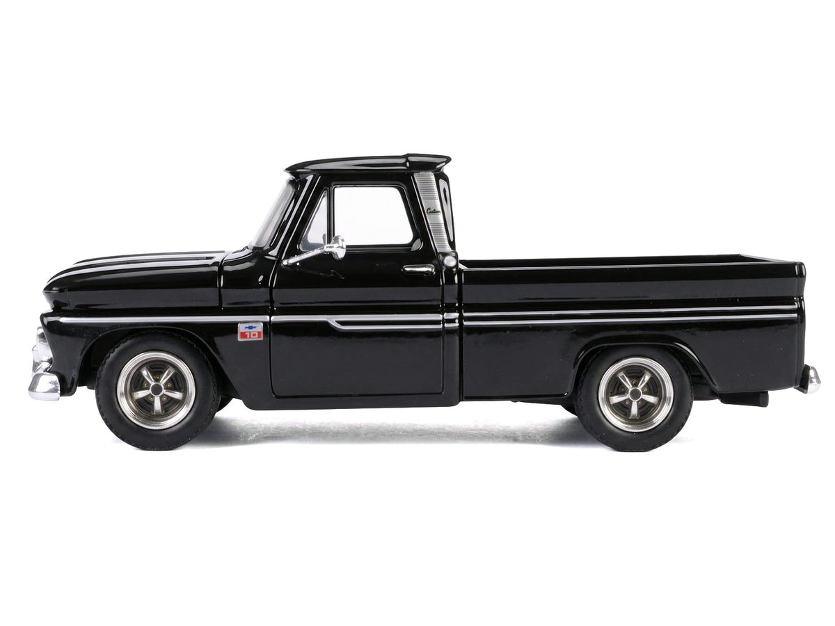 1966 Chevrolet C10 Fleetside Pickup Truck Black "Maxx Design" "Timeless Legends" Series 1/24 Diecast Model Car by Motormax