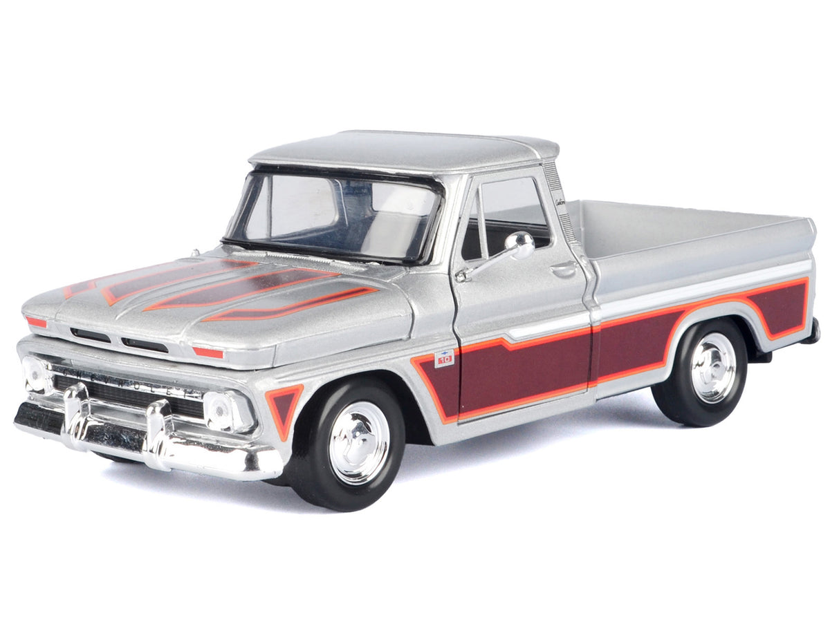 1966 Chevrolet C10 Fleetside Pickup Truck Silver Metallic with Brown Sides "American Classics" Series 1/24 Diecast Model Car by Motormax - image 2