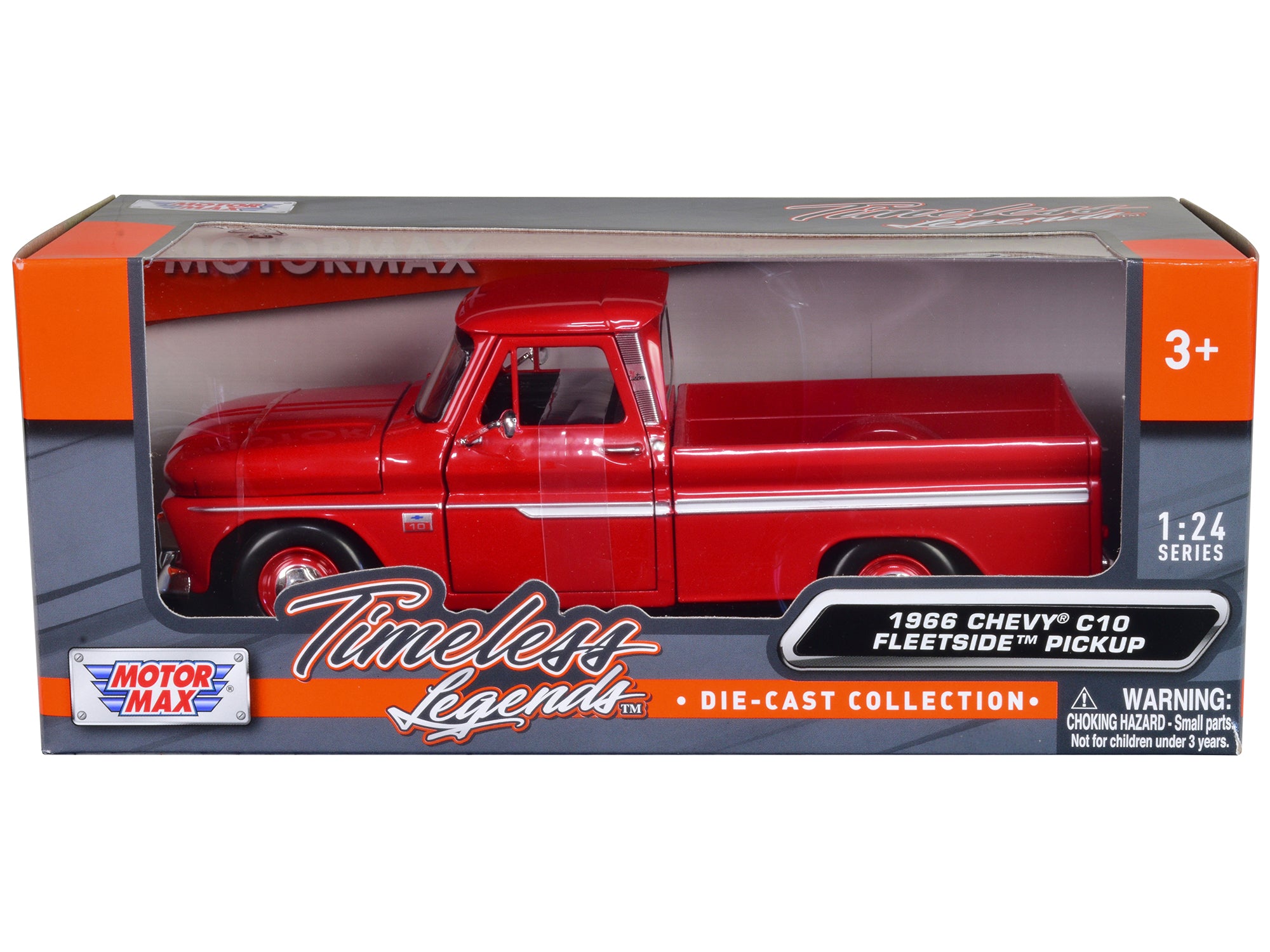 1966 Chevrolet C10 Fleetside Pickup Truck Red 1/24 Diecast Model Car by Motormax - image 3