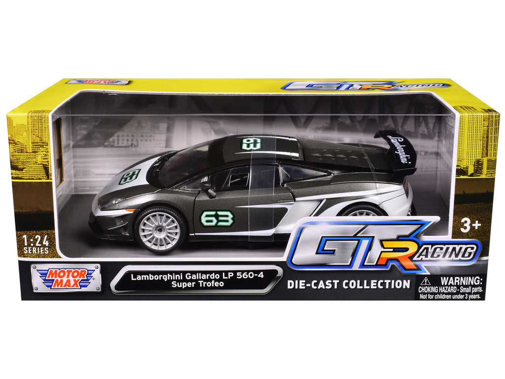 Lamborghini Gallardo LP 560-4 Super Trofeo #63 Gray Metallic and White "GT Racing" Series 1/24 Diecast Model Car by Motormax - image 3