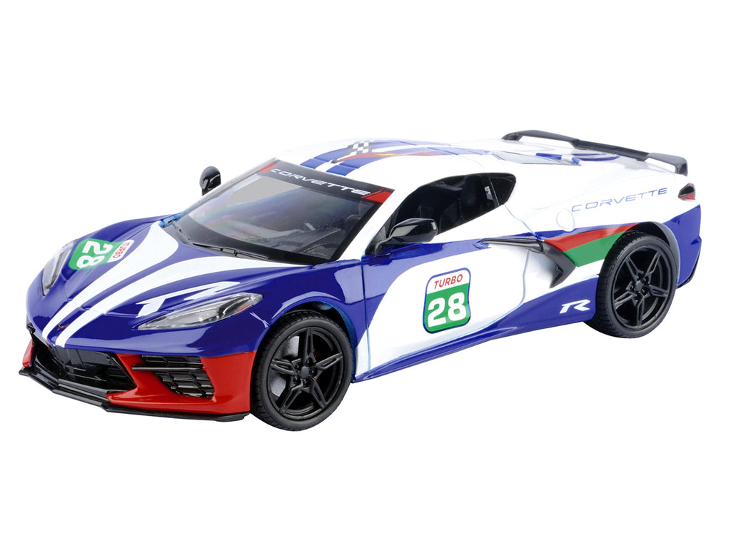 2020 Chevrolet Corvette #28 White with Blue Graphics "GT Racing" Series 1/24 Diecast Model Car by Motormax - image 2