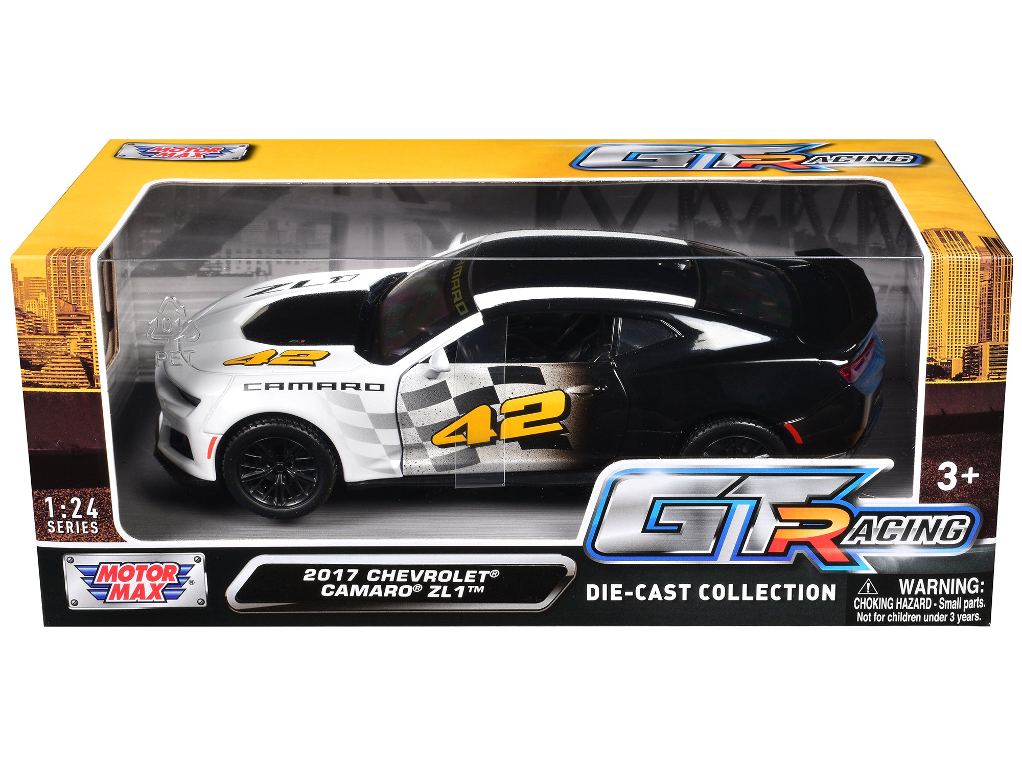 2017 Chevrolet Camaro ZL1 #42 Black and White "GT Racing" Series 1/24 Diecast Model Car by Motormax - image 3