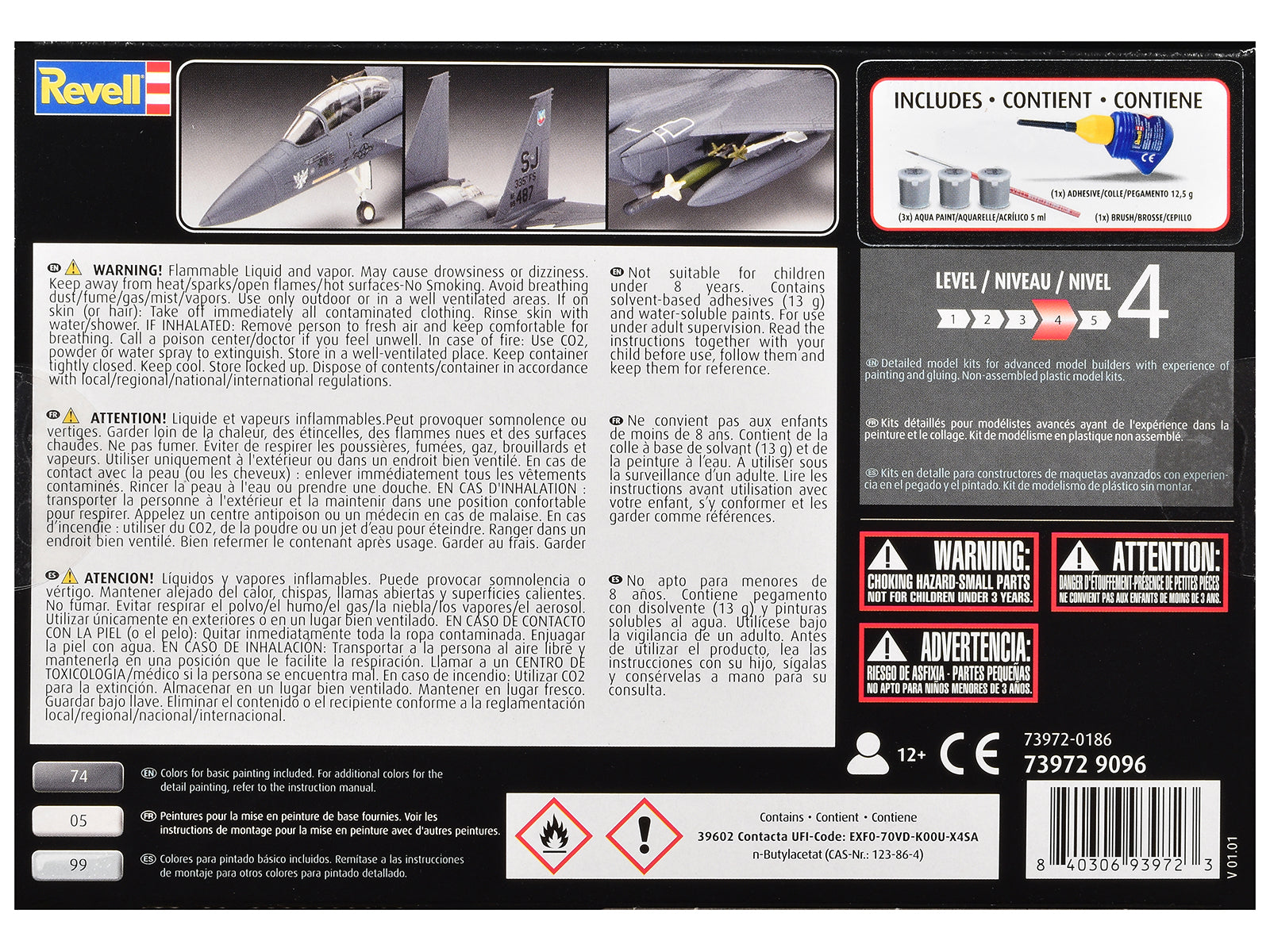Level 4 Model Kit F-15E Strike Eagle Aircraft All-Included Kit 1/72 Scale Model by Revell