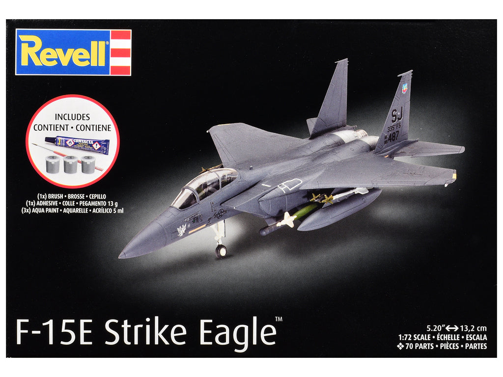 Level 4 Model Kit F-15E Strike Eagle Aircraft All-Included Kit 1/72 Scale Model by Revell