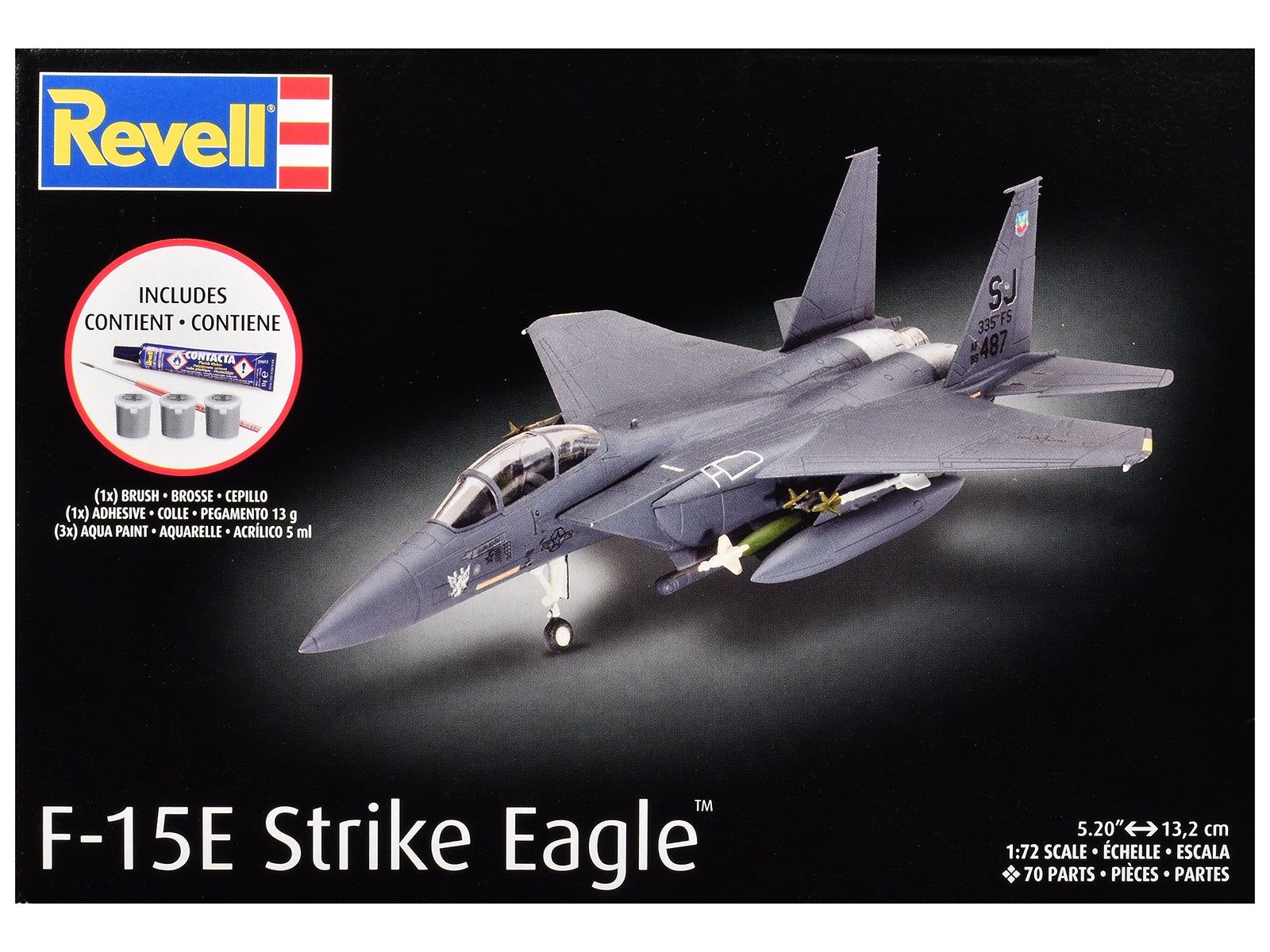 Level 4 Model Kit F-15E Strike Eagle Aircraft All-Included Kit 1/72 Scale Model by Revell