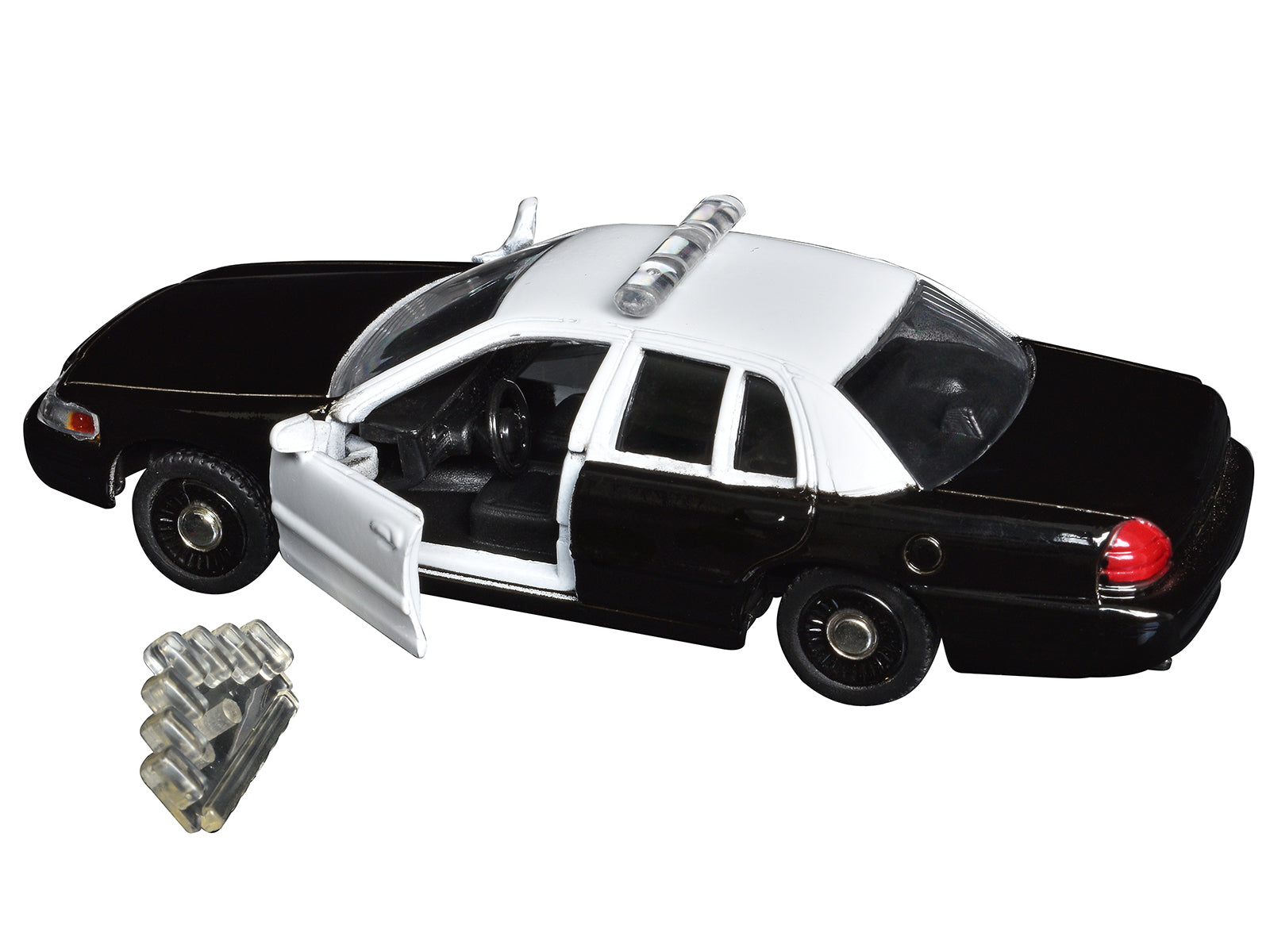 Ford Crown Victoria Police Interceptor Black and White 1/43 Diecast Model Car by Motormax - image 2