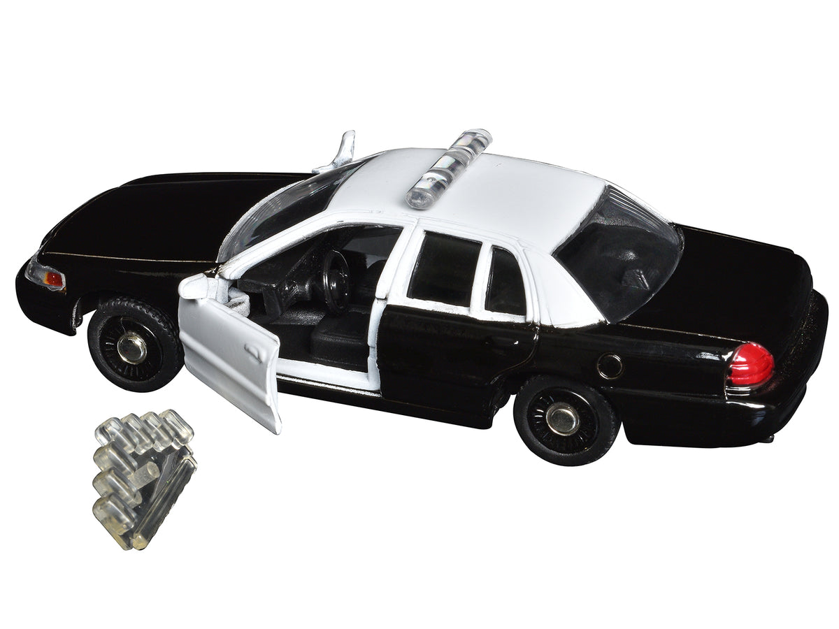 Ford Crown Victoria Police Interceptor Black and White 1/43 Diecast Model Car by Motormax - image 2