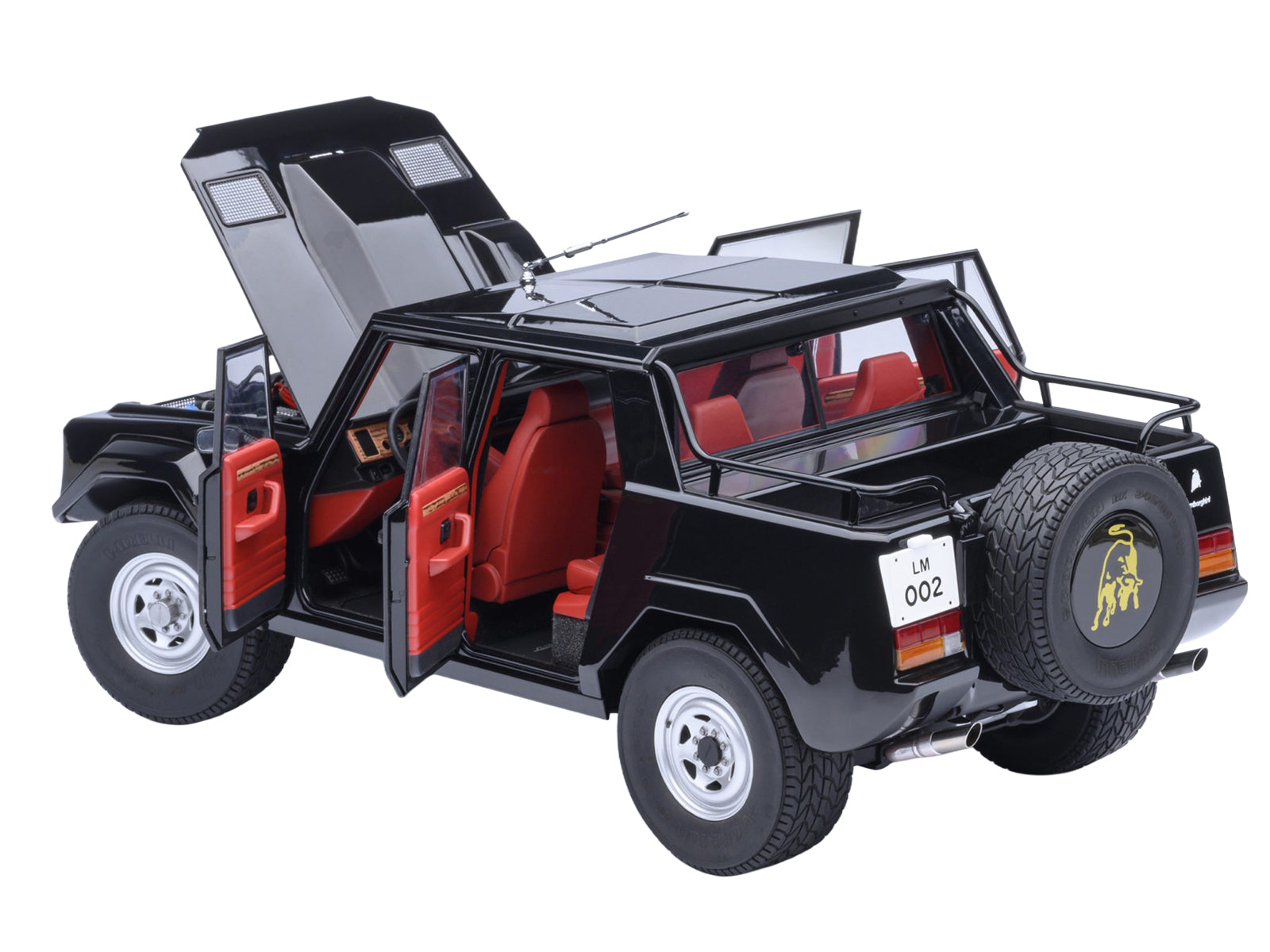 Lamborghini LM002 Nero Tenebre Black with Red Interior 1/18 Model Car by Autoart
