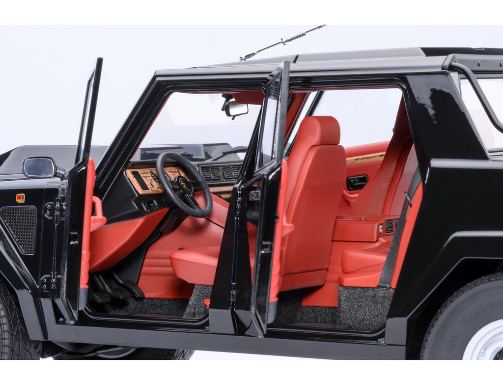Lamborghini LM002 Nero Tenebre Black with Red Interior 1/18 Model Car by Autoart