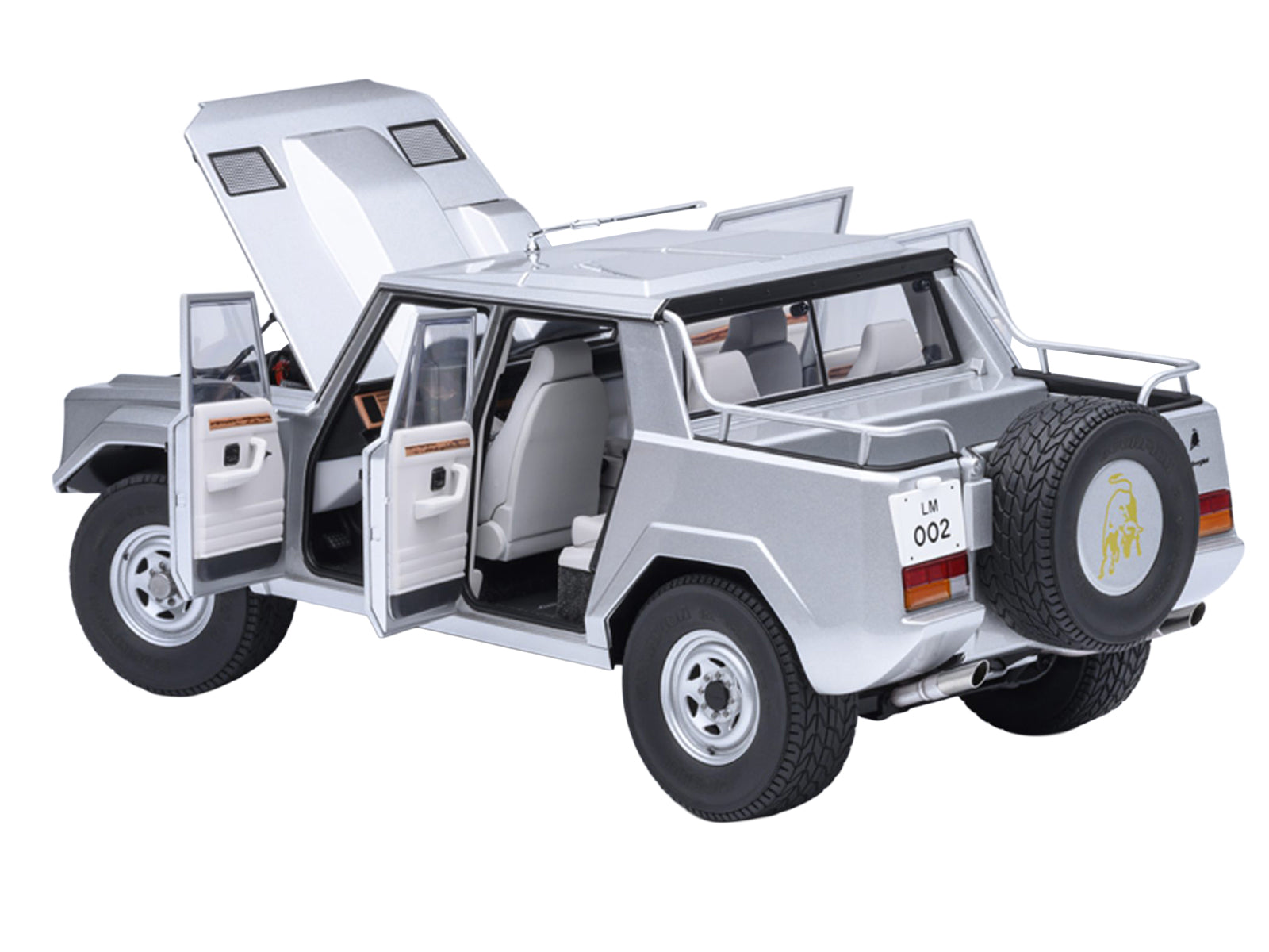 Lamborghini LM002 Argento Silver Metallic with White Interior 1/18 Model Car by Autoart