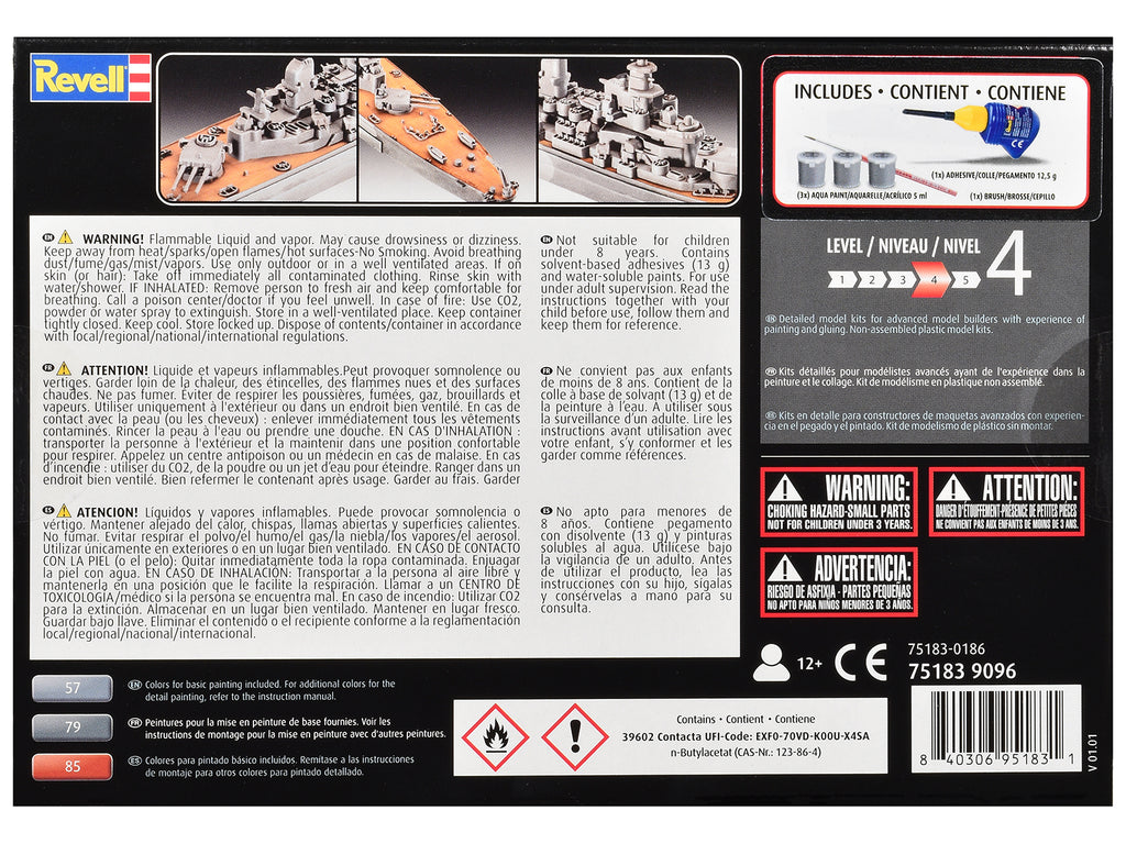 Level 4 Model Kit Battleship U.S.S. New Jersey All-Included Kit 1/1200 Scale Model by Revell