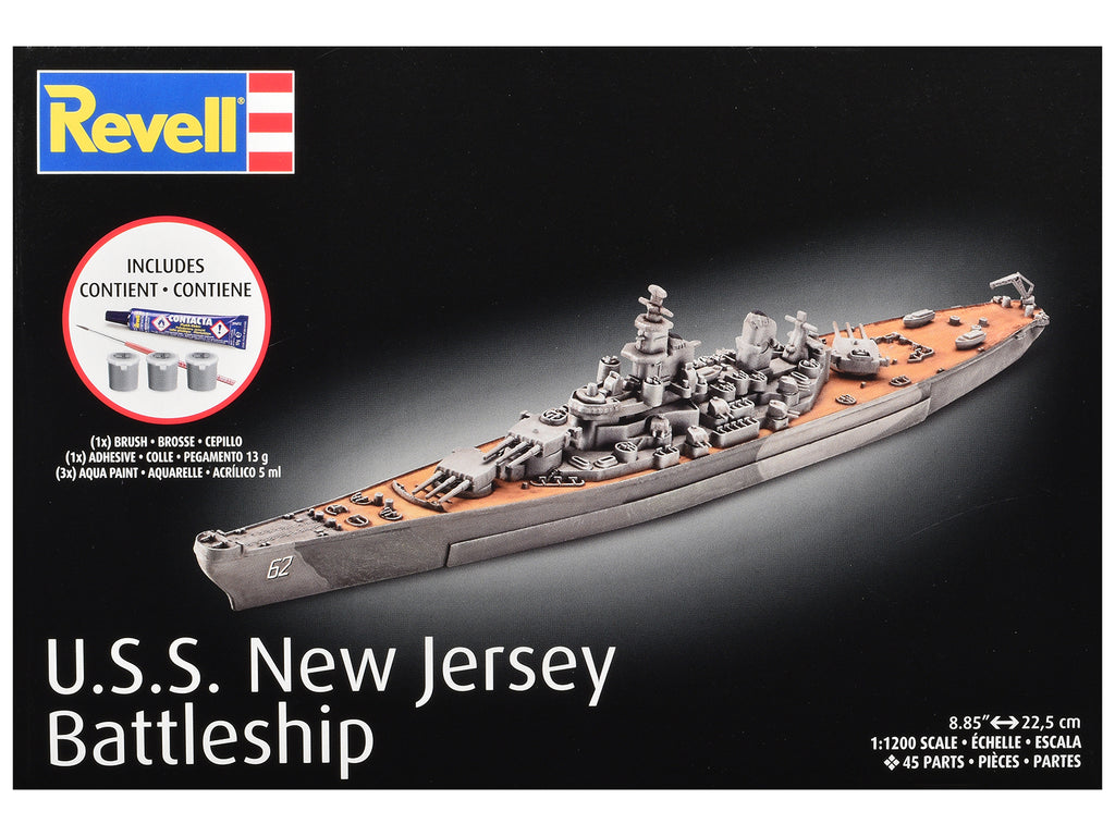 Level 4 Model Kit Battleship U.S.S. New Jersey All-Included Kit 1/1200 Scale Model by Revell