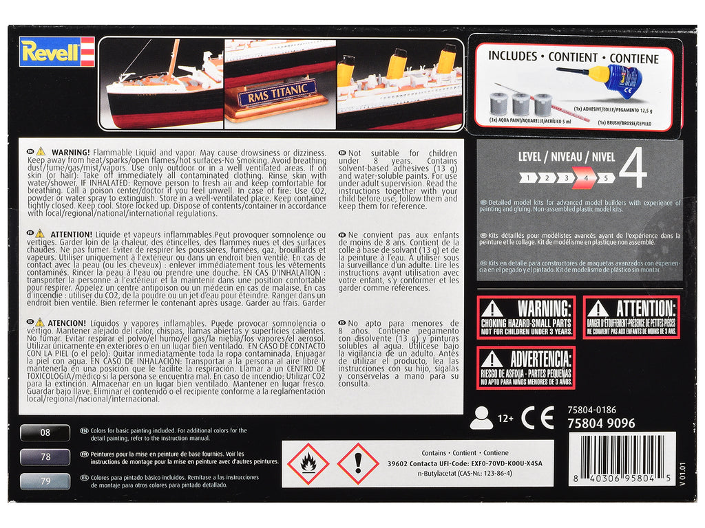 Level 4 Model Kit R.M.S. Titanic All-Included Kit 1/1200 Scale Model by Revell
