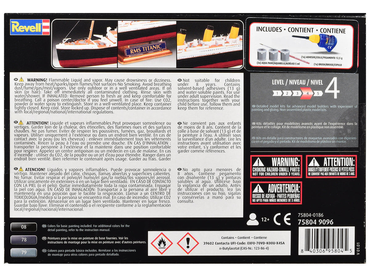 Level 4 Model Kit R.M.S. Titanic All-Included Kit 1/1200 Scale Model by Revell