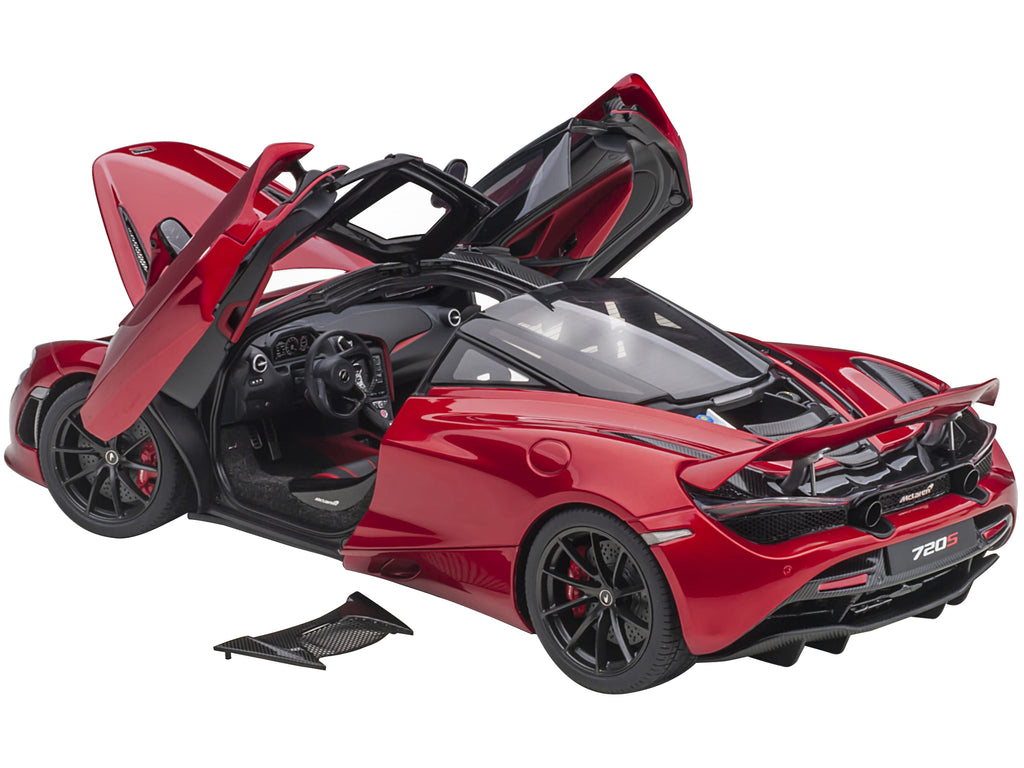 Mclaren 720S Memphis Red Metallic with Black Top and Carbon Accents 1/18 Model Car by Autoart - image 2