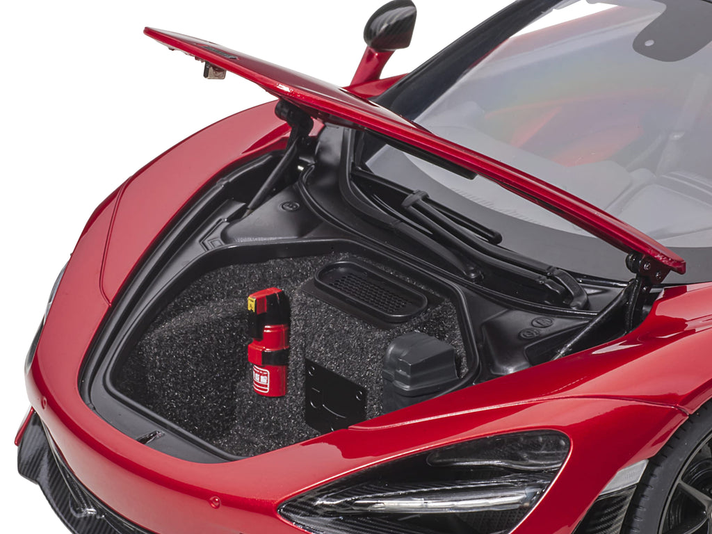 Mclaren 720S Memphis Red Metallic with Black Top and Carbon Accents 1/18 Model Car by Autoart - image 4