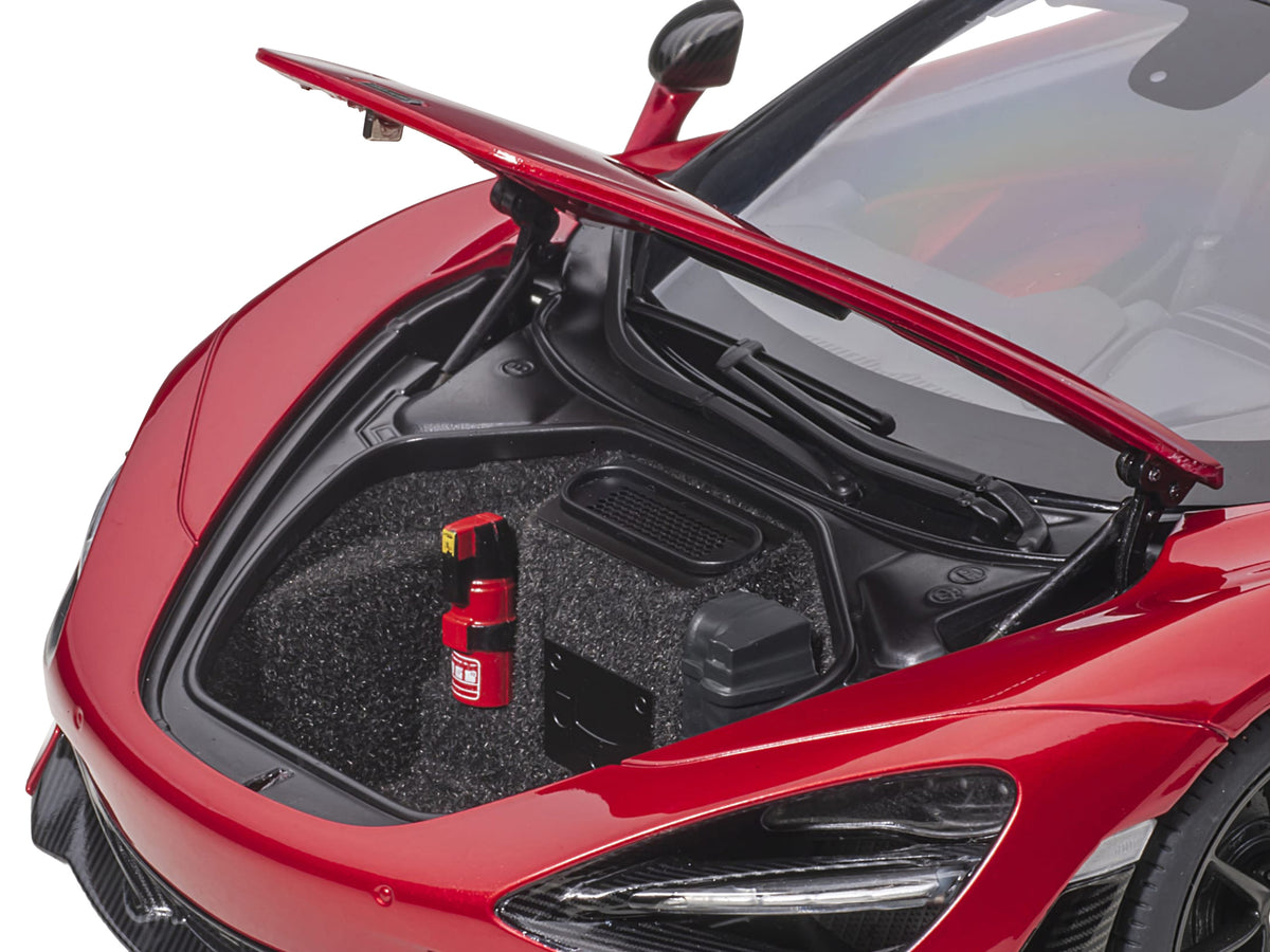 Mclaren 720S Memphis Red Metallic with Black Top and Carbon Accents 1/18 Model Car by Autoart - image 4