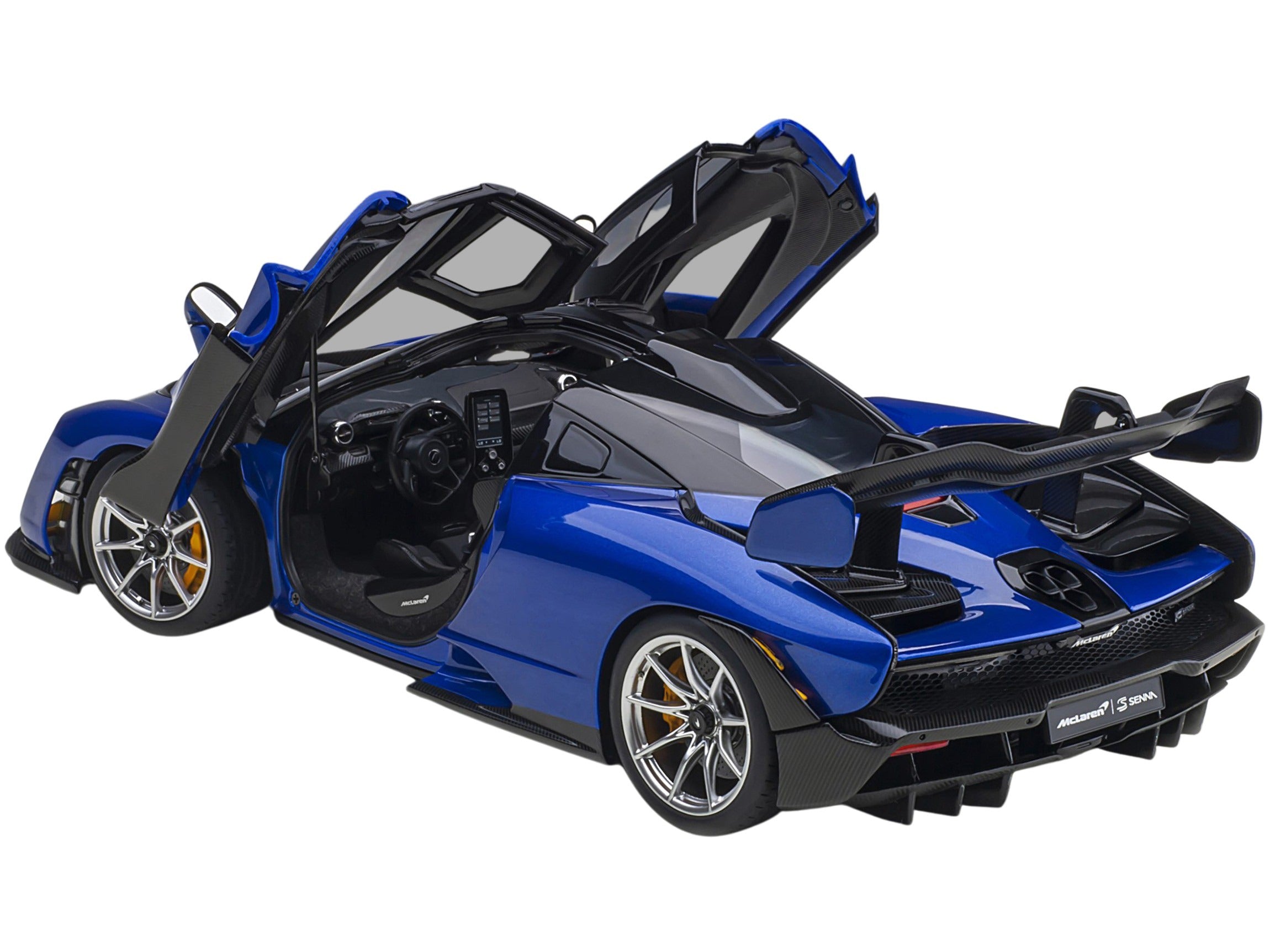 Mclaren Senna Trophy Kyanos Blue and Black with Carbon Accents 1/18 Model Car by Autoart - image 2