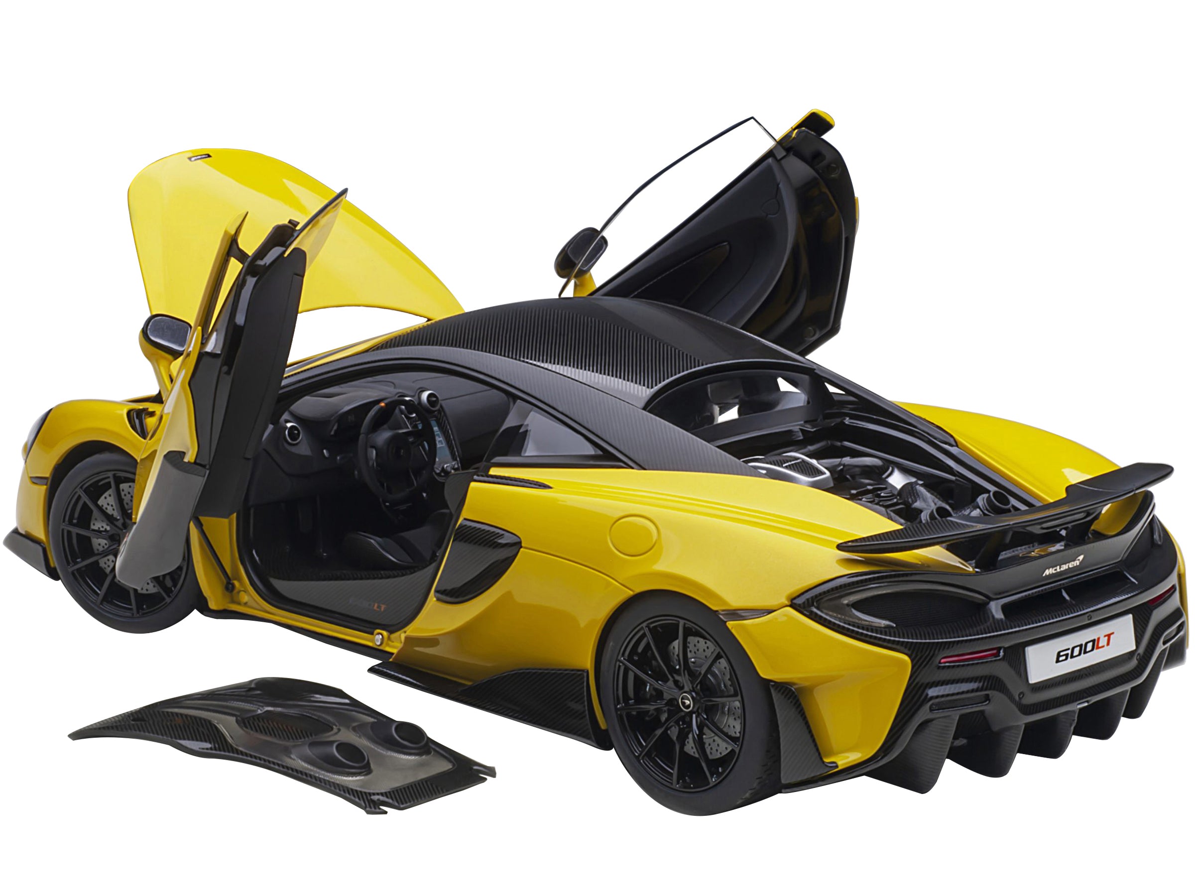 Mclaren 600LT Sicilian Yellow and Carbon 1/18 Model Car by Autoart - image 2