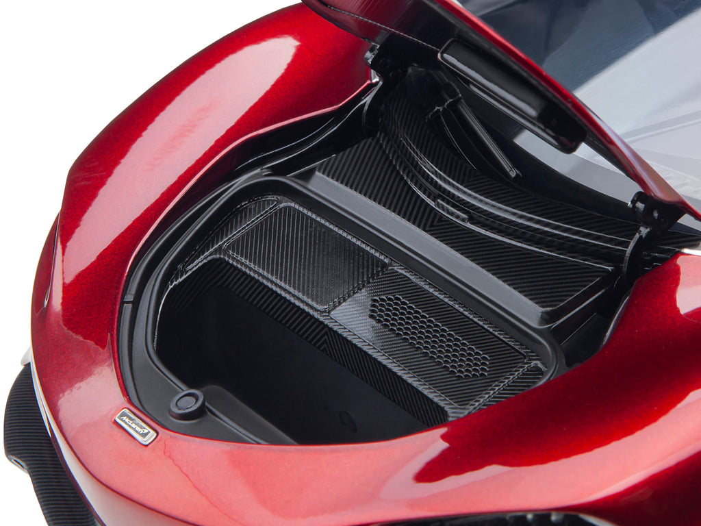 McLaren Speedtail Volcano Red Metallic with Black Top and Suitcase Accessories 1/18 Model Car by Autoart - image 3