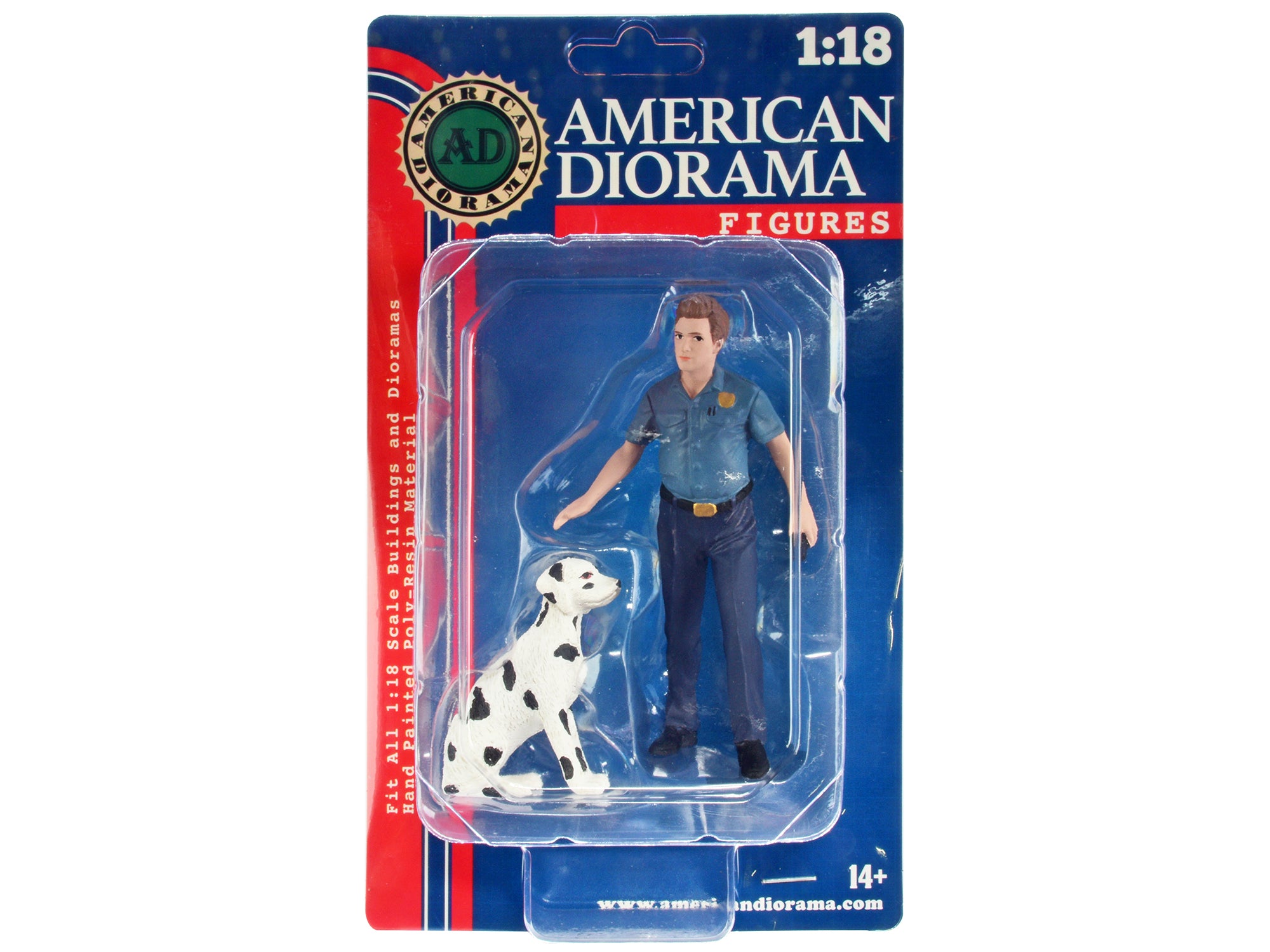 "Firefighters" Fire Dog Training Figures (Trainer and Dog) for 1/18 Scale Models by American Diorama - image 4