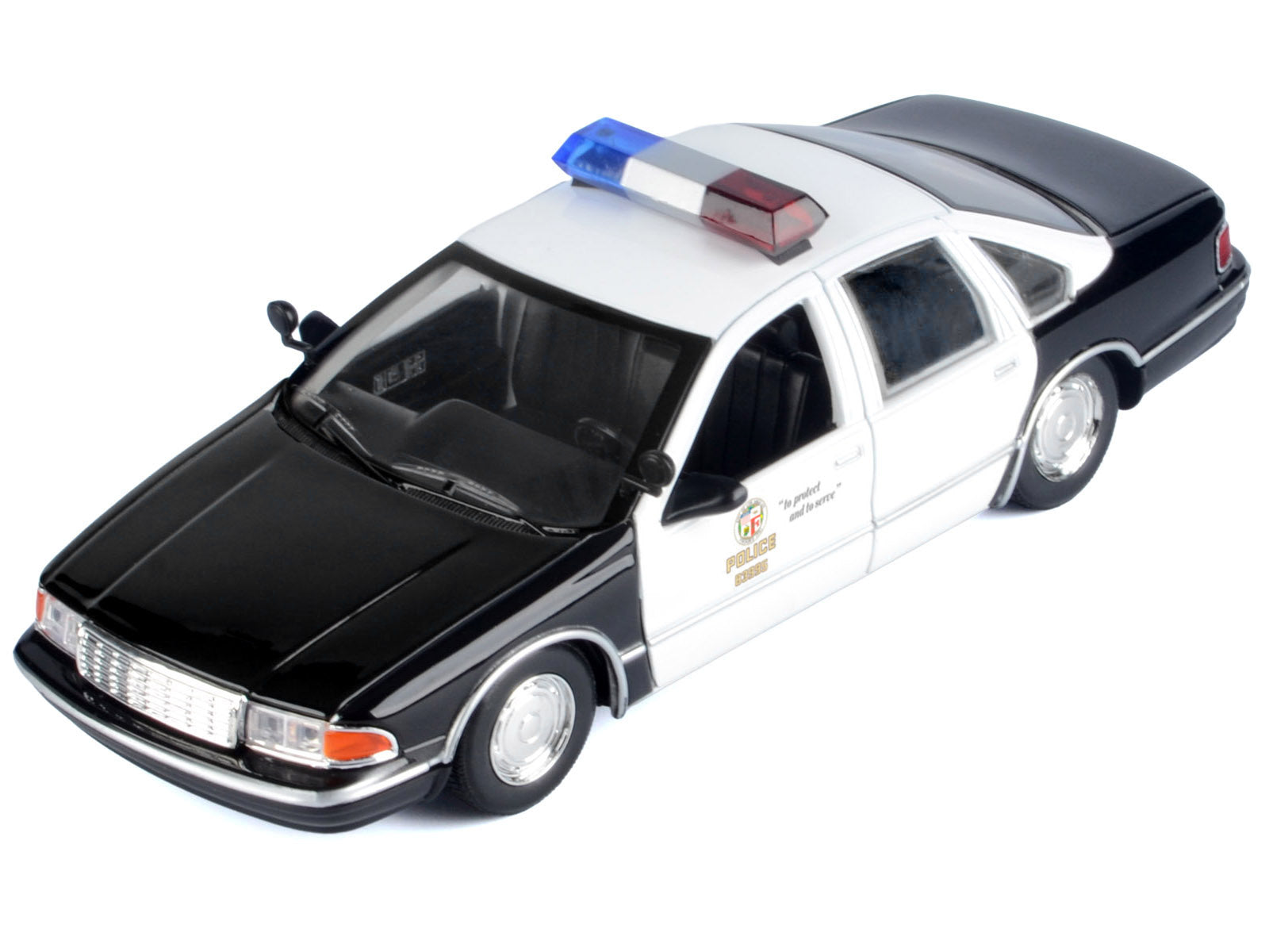 1993 Chevrolet Caprice Police Car "LAPD (Los Angeles Police Department)" Black and White "Law Enforcement and Public Service" Series 1/24 Diecast Model Car by Motormax - image 3