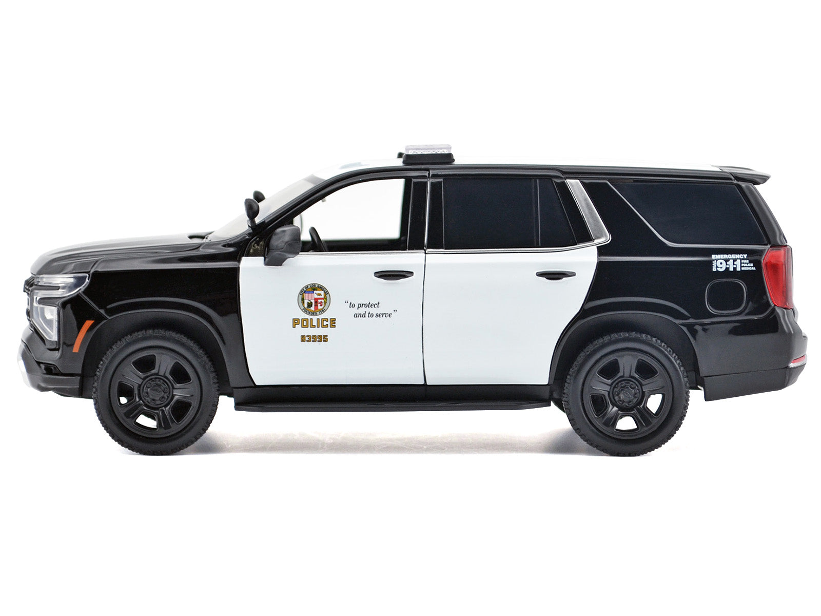 2025 Chevrolet Tahoe Police Pursuit Vehicle "Los Angeles Police Department (LAPD)" Black and White "Law Enforcement and Public Service" Series 1/24 Diecast Model Car by Motormax - image 2