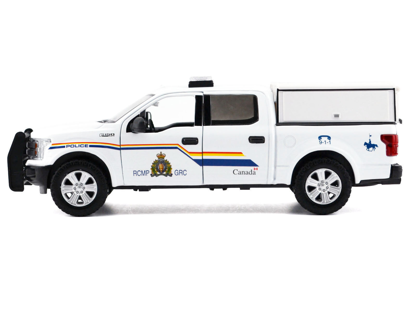 2019 Ford F-150 Lariat Crew Cab Pickup Truck with Camper Box "Royal Canadian Mounted Police" White "Law Enforcement and Public Service" Series 1/27 Diecast Model Car by Motormax
