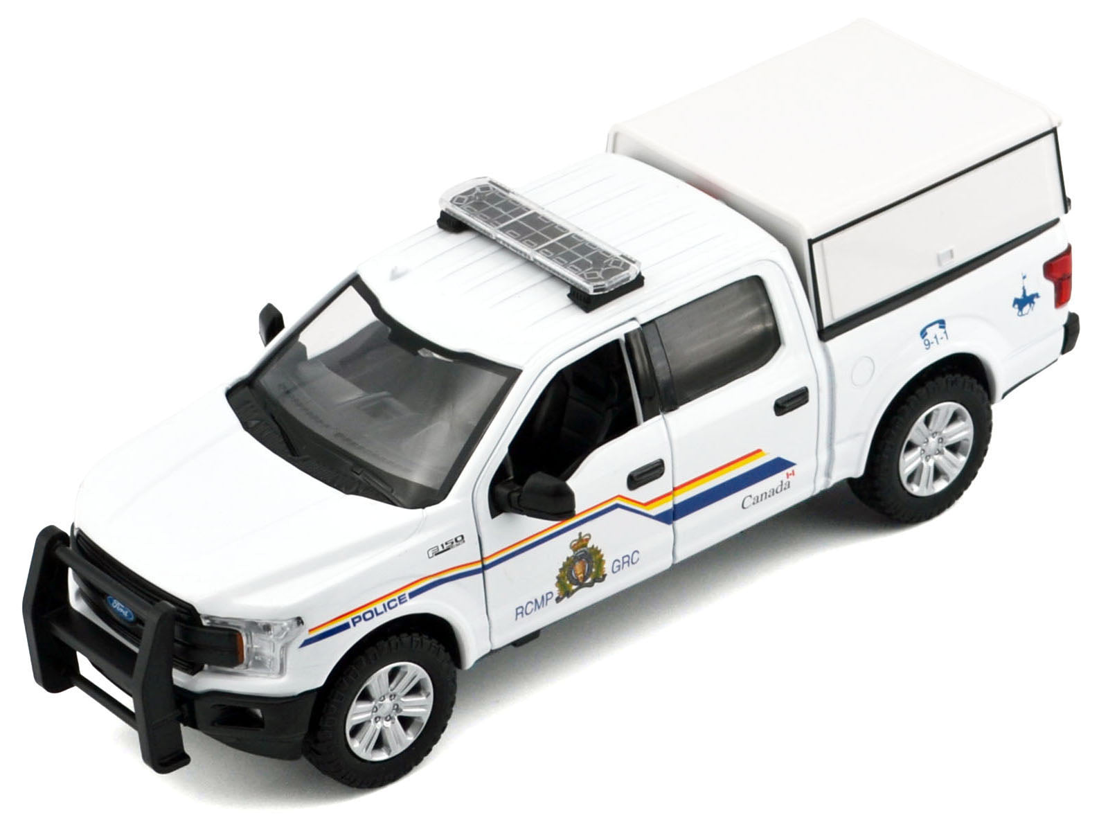 2019 Ford F-150 Lariat Crew Cab Pickup Truck with Camper Box "Royal Canadian Mounted Police" White "Law Enforcement and Public Service" Series 1/27 Diecast Model Car by Motormax