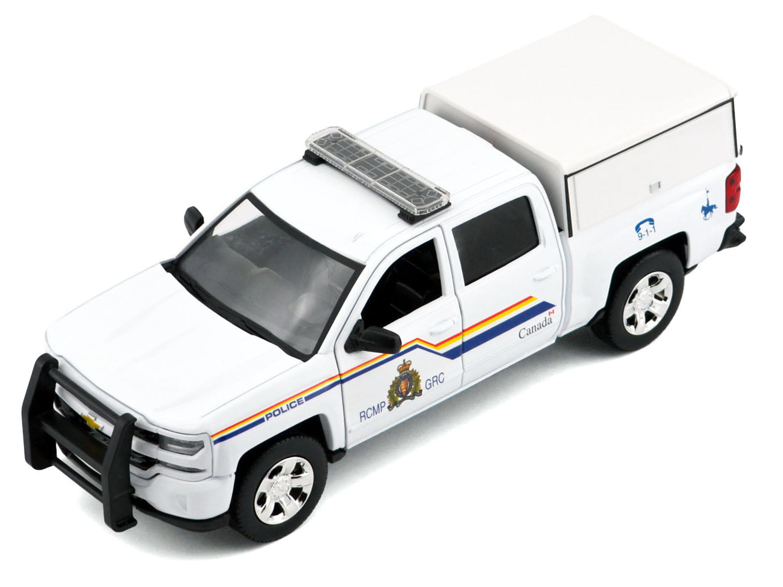 2017 Chevrolet Silverado 1500 LT Z71 Crew Cab Pickup Truck with Camper Box "Royal Canadian Mounted Police" White "Law Enforcement and Public Service" Series 1/27 Diecast Model Car by Motormax