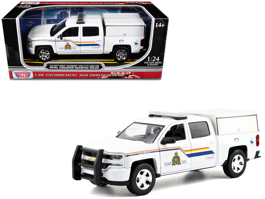 2017 Chevrolet Silverado 1500 LT Z71 Crew Cab Pickup Truck with Camper Box "Royal Canadian Mounted Police" White "Law Enforcement and Public Service" Series 1/27 Diecast Model Car by Motormax