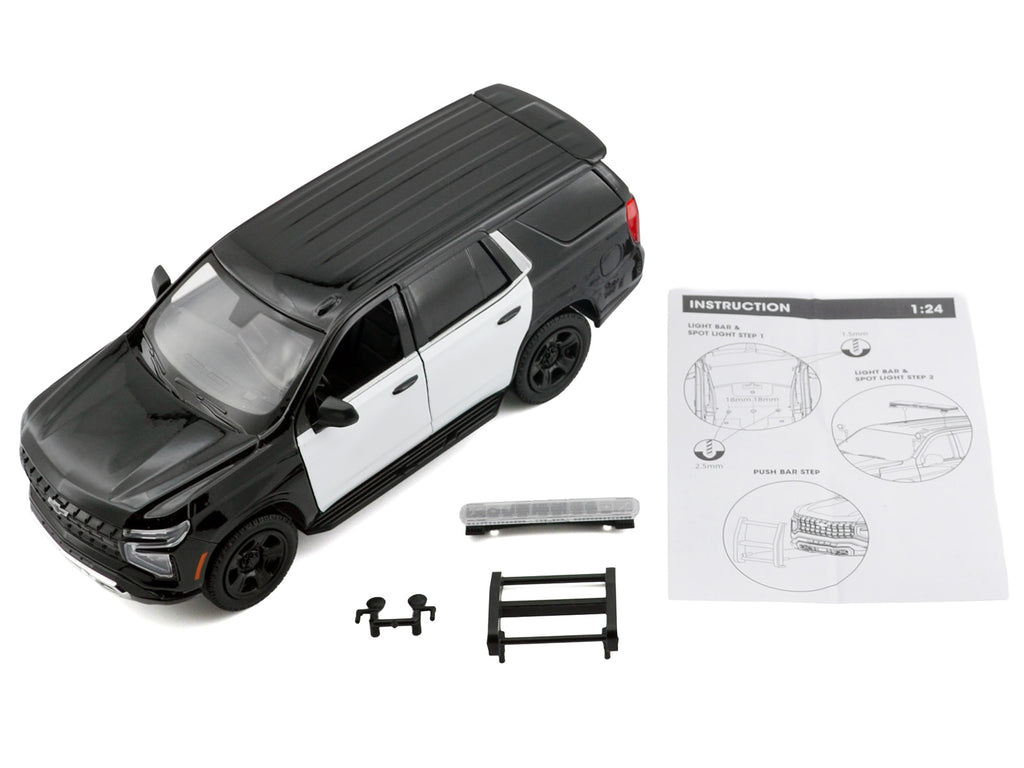 2025 Chevrolet Tahoe PPV Black and White "Custom Builder's Kit - Law Enforcement and Public Service" Series 1/24 Diecast Model Car by Motormax - image 2